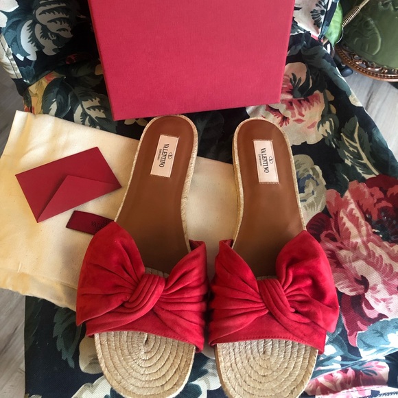 Valentino red espadrilles slides size 8-9 - Picture 1 of 4